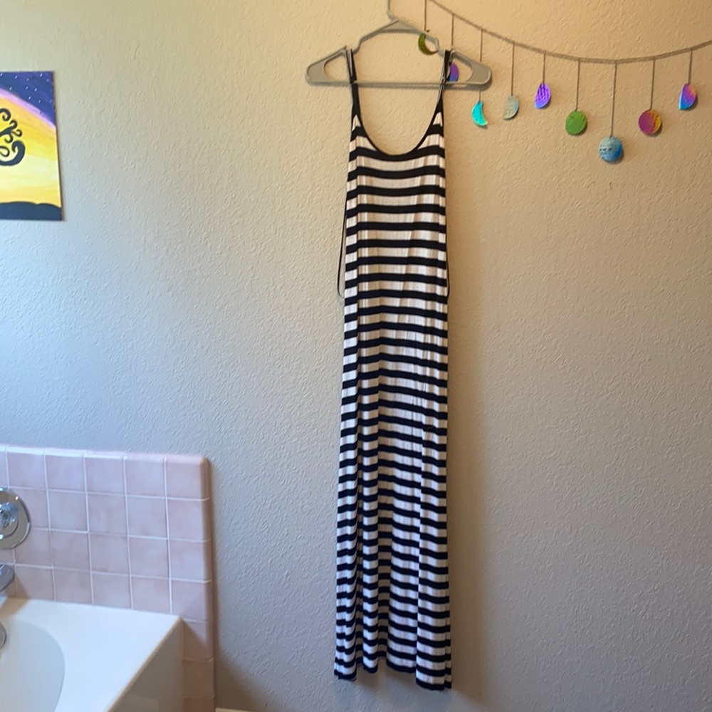 Volcom black and white striped maxi dress